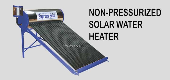 solar water heater system non-pressurized type